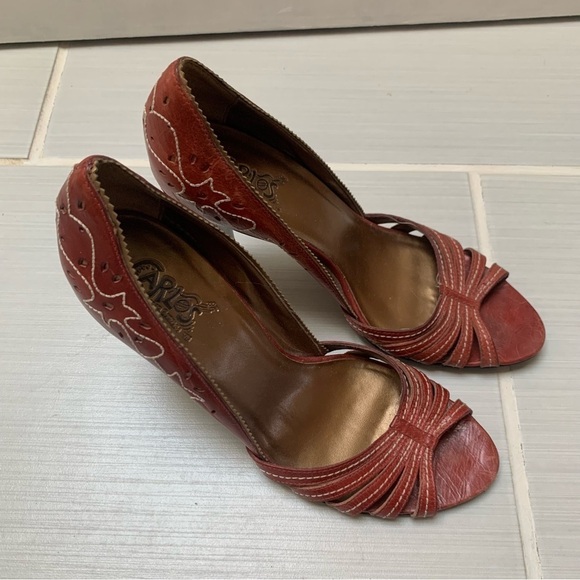 Carlos by  Carlos Santana High Heels Open Toe Red/Orange Dusk 8.5 - Picture 7 of 12